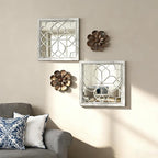 Set of 2 18 Inch Large Square Grey Window Pane Wall Mirrors, Shatterproof - Image 3