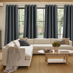 NICETOWN Short Faux Linen Charcoal Gray Blackout Curtains 63 inches Long - Image 4