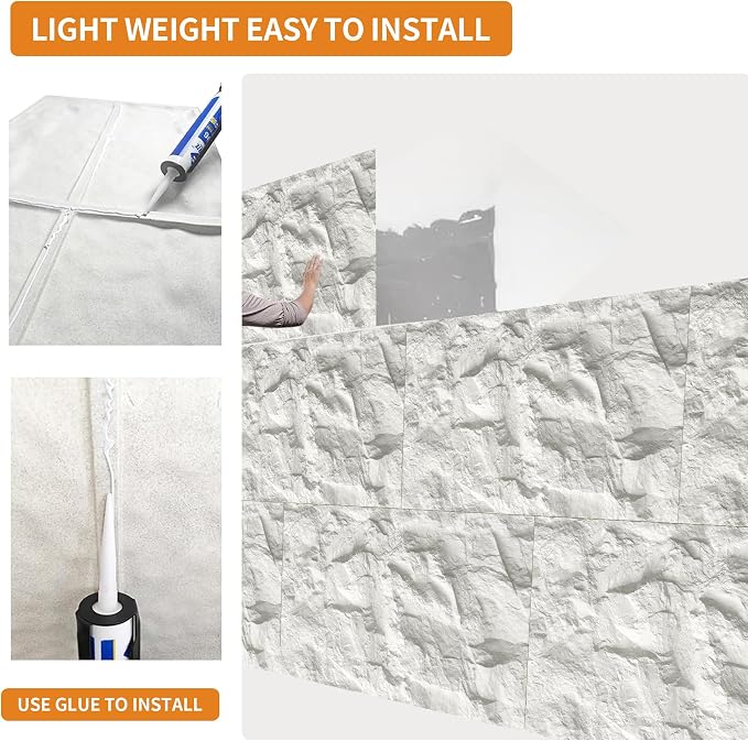 3D Faux Stone Wall Panels, Lightweight & Waterproof Accent Marble Rock Skin - Image 4