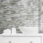 AULIGET Peel and Stick Backsplash, Coffee & Brown Wood Look PVC Mixed Metal - Image 6