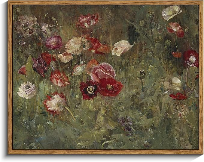 InSimSea Framed Canvas Wall Art Vintage Decor, Classical Flower Paintings by InSimSeaArt