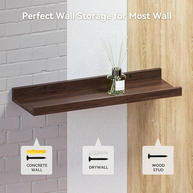 Boswillon 55.1 Inches Long Floating Shelves, 2 Set Rustic Wall Shelf - Image 6