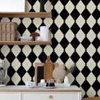 Simon&Siff Retro Checkered Peel and Stick Wallpaper Black and White Cream - Image 2
