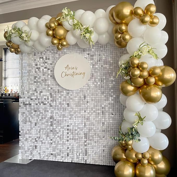 COKAOBE Mirror White Shimmer Wall Backdrop, Photo Backdrops - Image 5