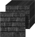 20 PCS 3D Wall Panels Peel and Stick Faux Foam 11.8"*11.8" Black Brick Wallpaper by Umedol