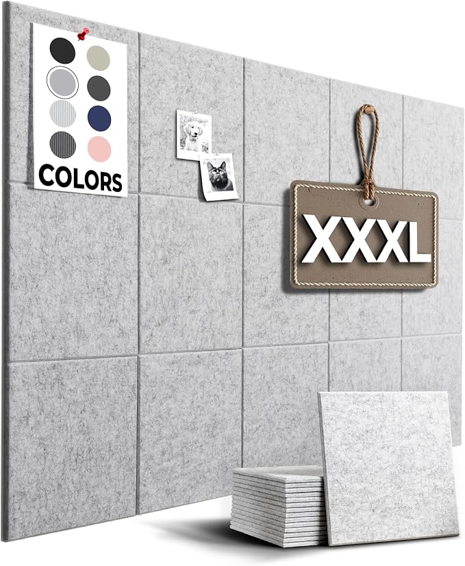 WALLHERO Cork Boards for Walls, Bulletin Boards 59"x36" | 15 Pack | Felt by WallHero