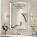 LED Bathroom Mirror with Lights, 24x32 Inch Brushed Silver Framed Lighted by FTOTI