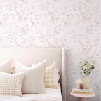 Ismoon Floral Wallpaper Peel and Stick Pink Stick on Wall Paper Vintage French - Image 2