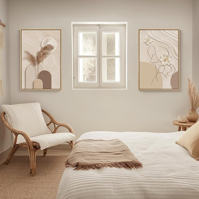 Large Framed Neutral Abstract Wall Art - Image 2