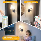 Vimhou Peel and Stick Wall Sconces, Stick On Wall Sconce Set of 2, Battery - Image 6