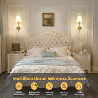 DORESshop Battery Operated Wall Sconce Set of 2, Wall Light Wireless Easy to - Image 2
