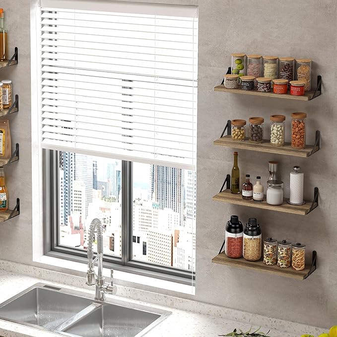 Fixwal Shelves for Room Wall, Width 4.7in Rustic Wood Wall Storage, Floating - Image 5