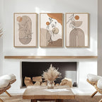 Framed Earth Tone Boho Abstract Wall Art Bedroom, 3 Piece Neutral Modern - Image 8