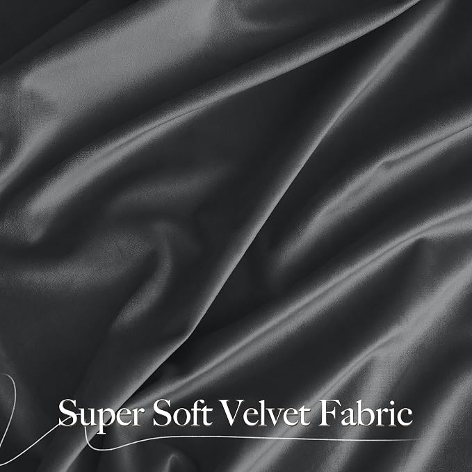 NICETOWN Grey Velvet Curtains 84 inches, Sound Reducing Heavy Matt Solid Rod - Image 8