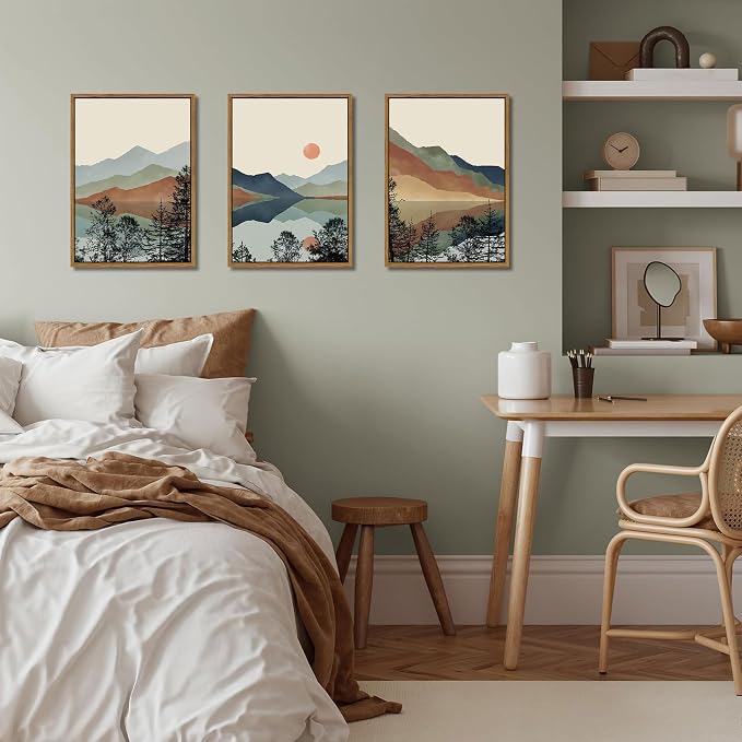 AKWISH Mountain Canvas Wall Art Set of 3, Boho Watercolor Poster Prints - Image 9