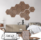 Mollywell Acoustic Panels, PVC Wood-Grain, 14x12 Inch Hexagon Carved Sound - Image 2