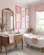tgguytiy 9Pcs Pink Bow Bathroom Wall Art Prints, Coquette Bowknot Aesthetic - Image 2