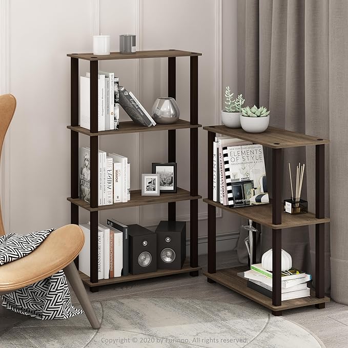 Furinno TURN-S-TUBE Storage Shelves, 3-Tier Book Shelf, Corner Shelf, Toolless - Image 2