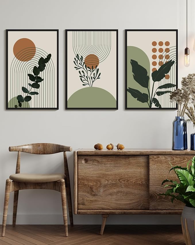 PHOPAGO Boho Plant Wall Art Green Botanical Bohemain Framed Wall Printing - Image 2