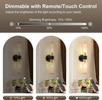 Black Gold Battery Operated Wall Sconces Set of 2, Rechargeable Wall Lights - Image 2
