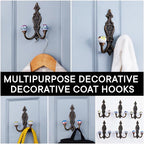 Indian Shelf Pack of 12 Heavy Duty Double Prong White Decorative Coat Hooks - Image 3