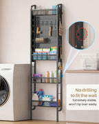 UMDONX Behind The Door Bathroom Shelf Narrow 4-Tier, Metal Storage Rack - Image 5