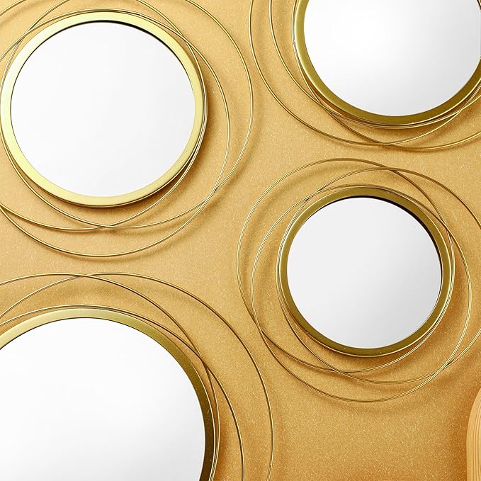 Hicarer 4 Pcs Decorative Wall Mirror Round Modern Circle Mounted Mirror Metal - Image 7