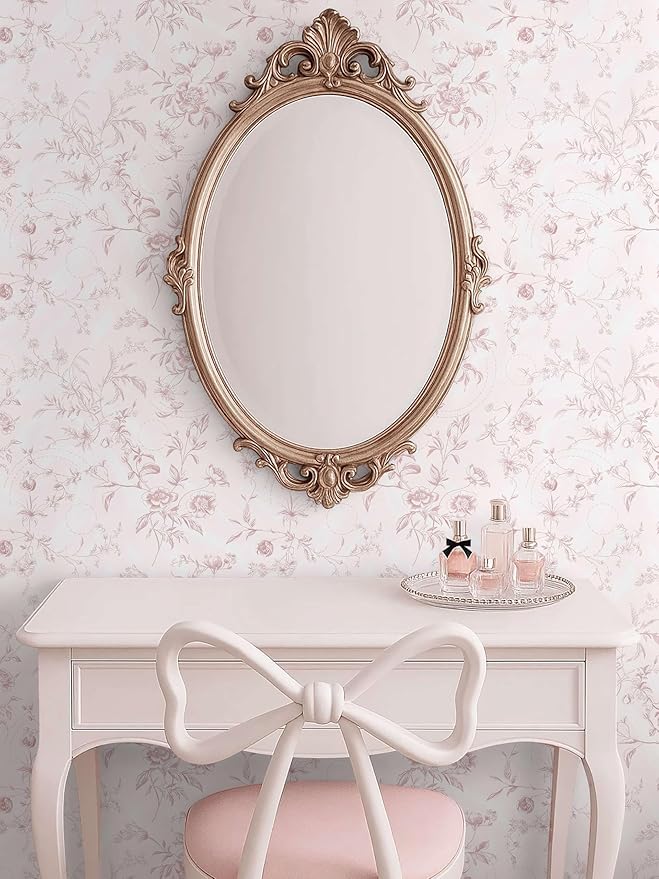 Ismoon Floral Wallpaper Peel and Stick Pink Stick on Wall Paper Vintage French - Image 4