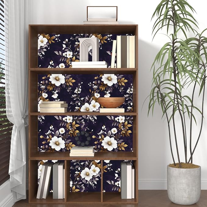Vintage Floral Wallpaper Peel and Stick Purple White Flowers Contact Paper - Image 5