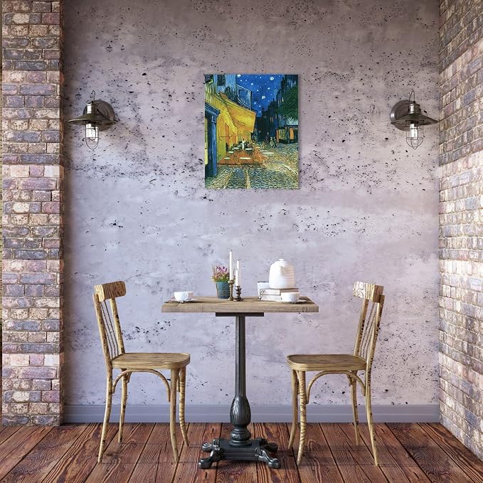 Van Gogh Canvas Wall Art: Café Terrace at Night Oil Painting Picture - Image 3