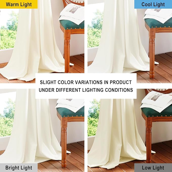 NICETOWN Ivory White Velvet Curtains 108" Length - Image 2