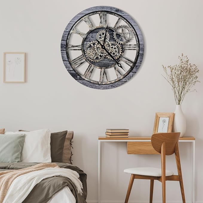 The B-Style Large Wall Clock 24 inch Moving Gear Wall Clock Oversized Vintage - Image 6