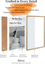 iHery Small Dolce Far Niente Framed Trendy NewsPaper Wall Art, Natural OAK Wood - Image 4
