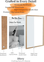 iHery Dolce Far Niente Framed Trendy NewsPaper Wall Art, Natural OAK Wood Large - Image 3
