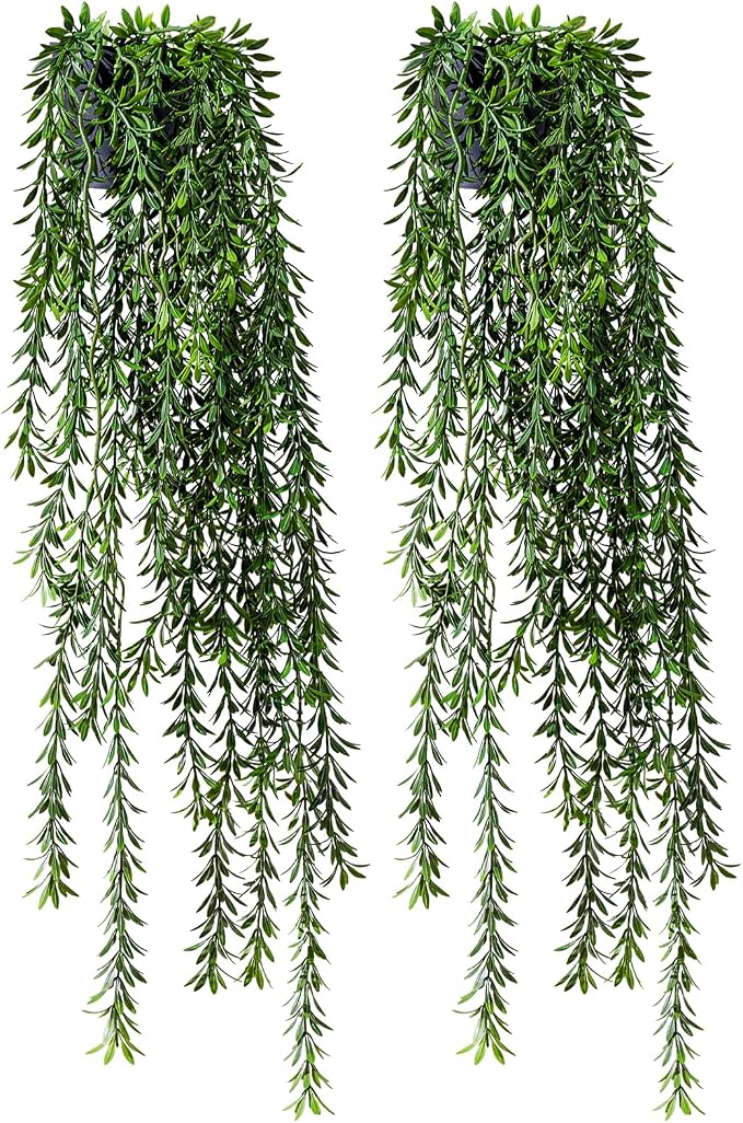 Artificial Hanging Plant 2 Pcs Faux Plant Ivy Vine Faux Eucalyptus Vines Fake - Image 7