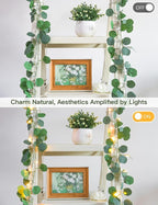 suddus Vines with Lights Plug in, 33ft 100 LED Eucalyptus Garland String Light - Image 6