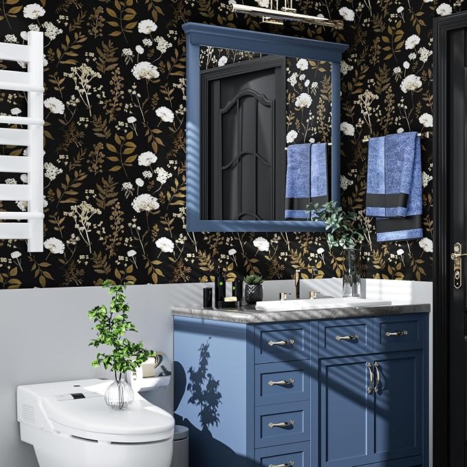 Laatse Dark Floral Wallpaper Peel and Stick Boho Wallpaper 17.5in x 118in - Image 7