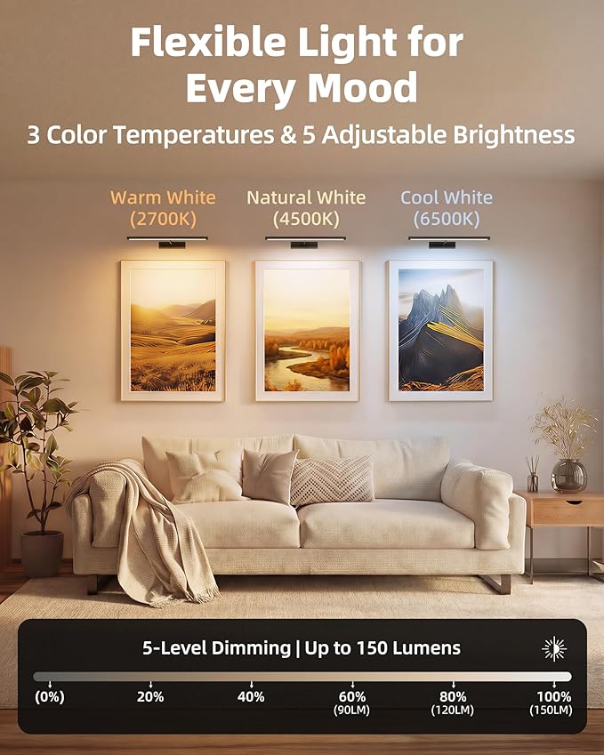 EZVALO Picture Light for Wall, Dimmable Magnetic LED Art Painting Light - Image 4