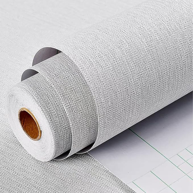 Grasscloth Peel and Stick Wallpaper Gray Fabric Wallpaper Faux Linen Wallpapers by HellKitWallpaper