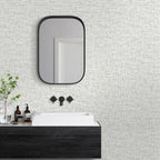 Grey Grasscloth Peel and Stick Wallpaper, Vintage Textured Contact Paper 15.75" - Image 5