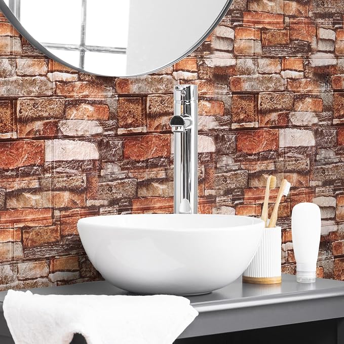 20PCS 3D Wall Panels Peel and Stick Foam, Self-Adhesive Decorative 3D Brick - Image 2