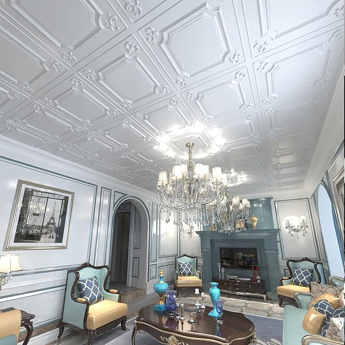 Art3d Drop Ceiling Tiles 24x24 in White, Wainscoting Panels Glue Up 2x2 - Image 3