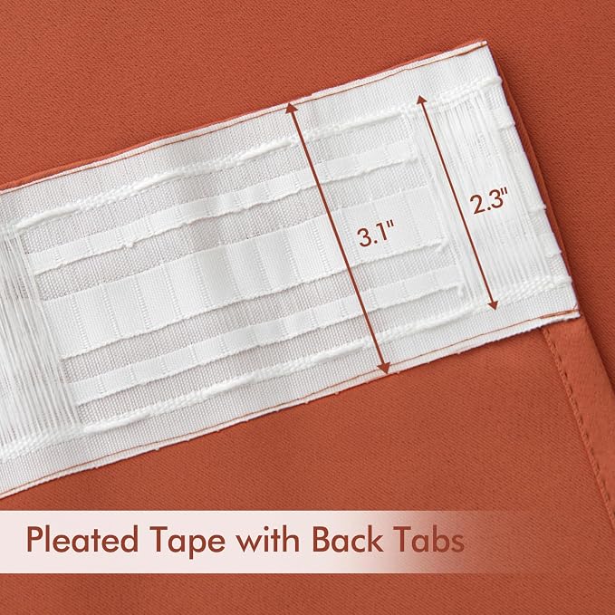 MIULEE Back Tab Burnt Orange Blackout Curtains 102 Inch Long 2 Panels Set - Image 4