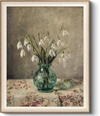 VIYYIEA Framed Wall Art for Living Room, Snowdrop Flowers in Green Glass Vase by VIYYIEAART