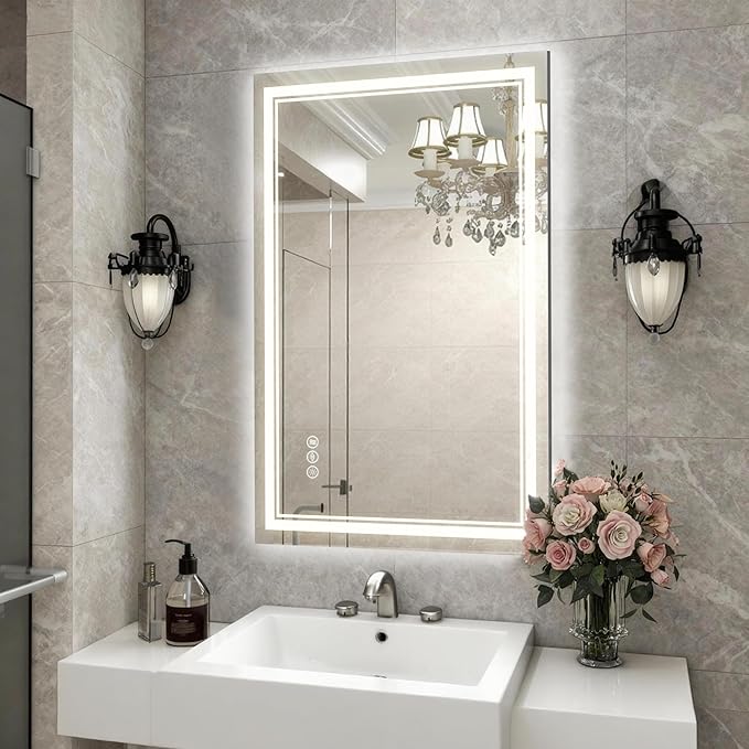 EOGOW LED Bathroom Mirror with Lights, 3 Colors Bathroom Mirror, Wall Mounted by EOGOW
