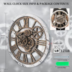HOIBAI Wall Clock, 24 Inch Moving Gears Clock Large Wall Clock - Image 5