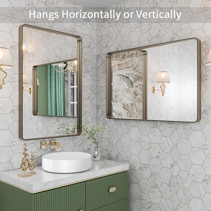 LOAAO 24”X32” Bronze Bathroom Mirrors - Image 4