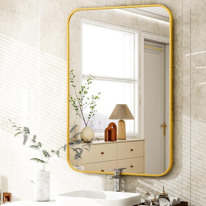 Easly 26 x 38 Inch Bathroom Mirror, Rounded Rectangular Vanity Mirror - Image 4