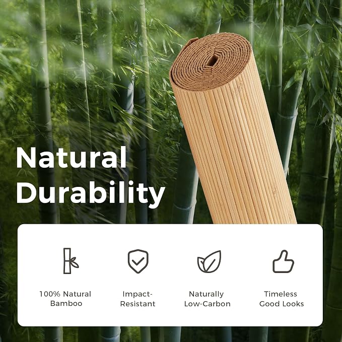 OUZUGIE 2 Pack 96x48 Inch Natural Bamboo Wall Panel – Twinned Carbides Pole - Image 7