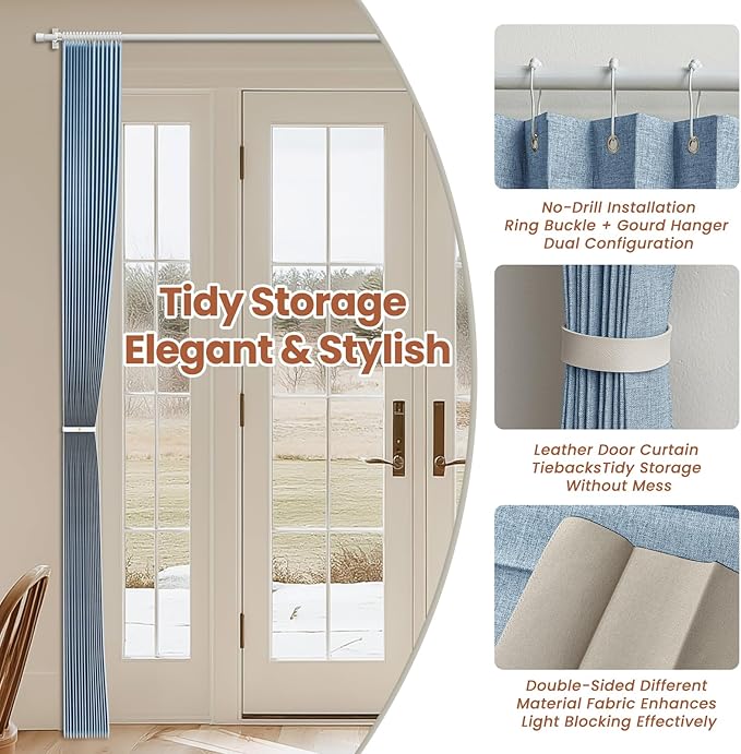 AJAZZ Blackout Accordion Door Curtain 98"x106" Blue - Image 5